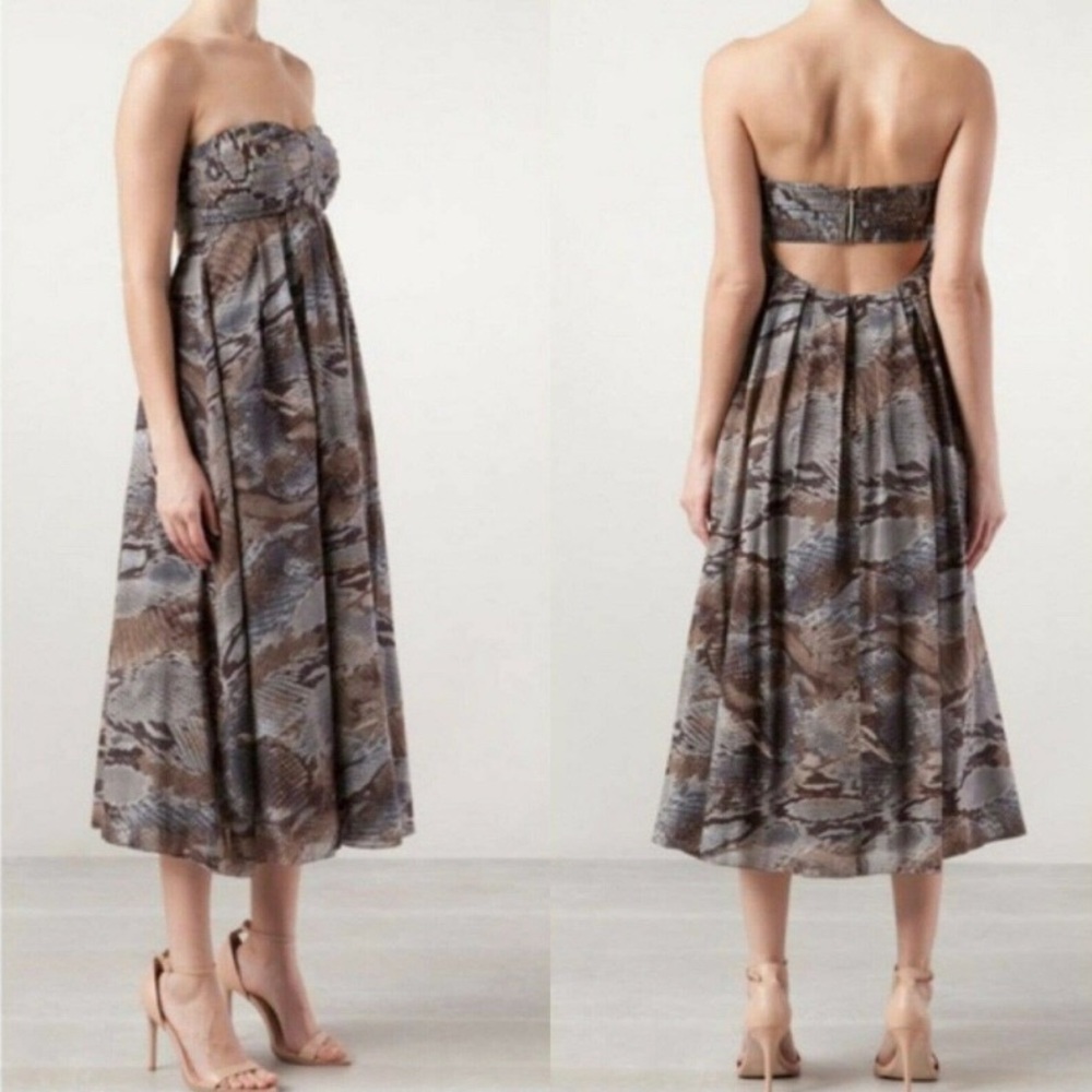 L’agence Strapless Python Snake Print Dress - image 2